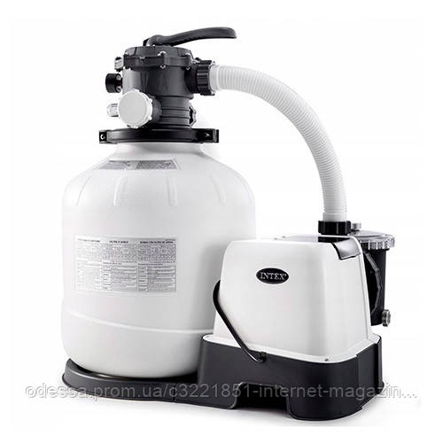 Фільтр-насос пісочний з хлоргенератором Intex 26680 (10000 л/год, 55 кг., хлор 11 г/год., 450W, до 56800 л., таймер, підключення