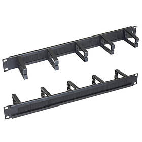 ZPAS Кабельний організатор 19", 1U, односторонній, 5 кілець, зі щіткою