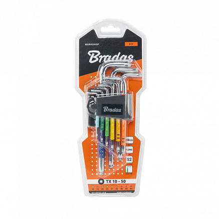 Набір ключів TORX TX 10-50 9 шт. мультиколор /
довгі, DIY-HKT62-LO/B, фото 3