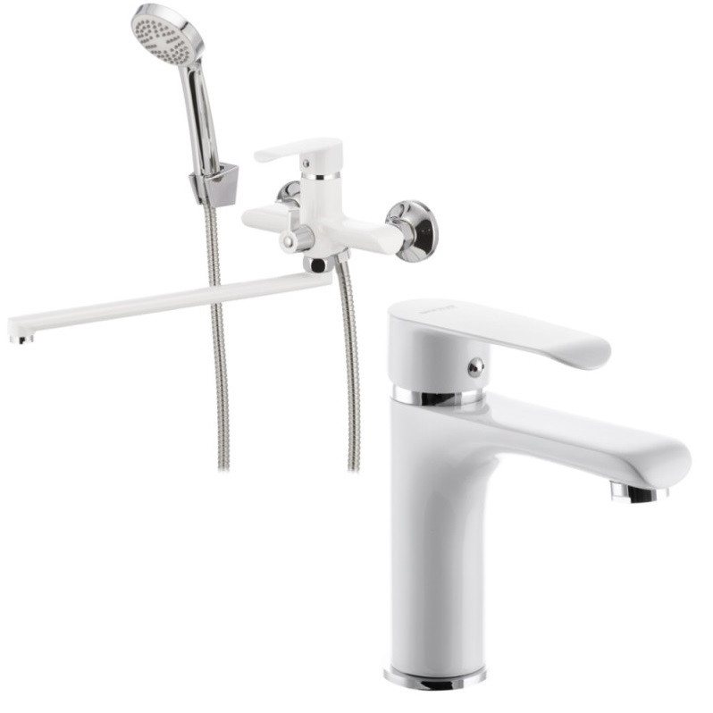 Набір 2в1 змішувач для ванни Mixxus Colorado 006 білий та умивальник Mixxus Colorado 001 білий