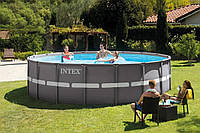 Каркасний басейн Intex 26330 (132*549 см., об'єм: 26423 л., пісочний фільтр-насос 7900 л/год, драбина, тент, підстилка, серія:
