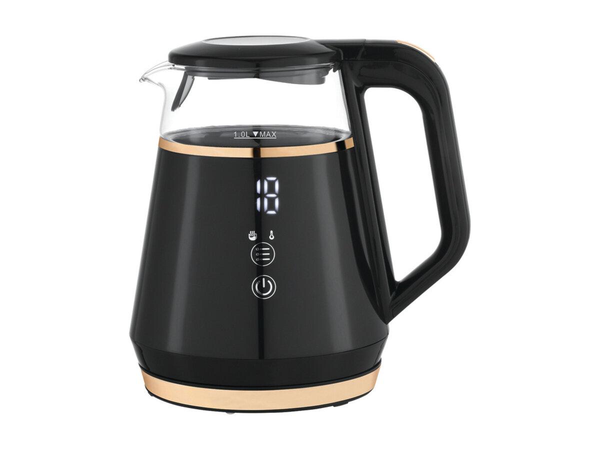 Електрочайник з термостатом з боросилікатного скла і ПП LUND 1 л, 900-1100 Вт, живл від мережі 230 В Techno-Torba Гарант Качества