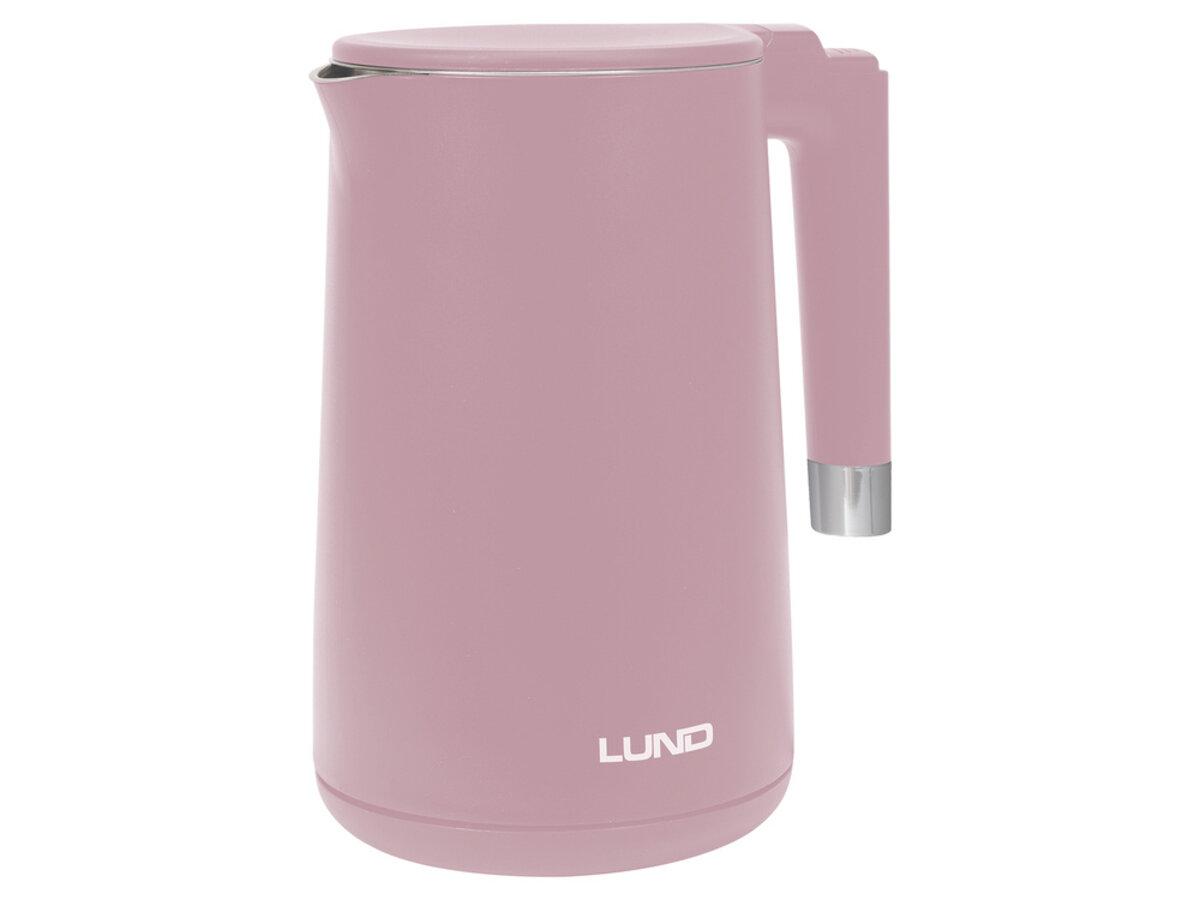 Електрочайник з термостатом з нержавіючої сталі LUND 1,5 л, рожевий, 2200 Вт, живл від мережі 230 В Techno-Torba Гарант Качества