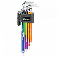 Набір шестигранних ключів HX 1,5-10 мм, 9 шт., 
мультиколор / подовжені, DIY-HKH62-EL/B