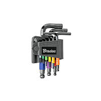 Набір шестигранних ключів з кульковим 
наконечником HX 1,5-10 мм 9 шт. мультиколор / короткі, DIY-HKB71-SH/B