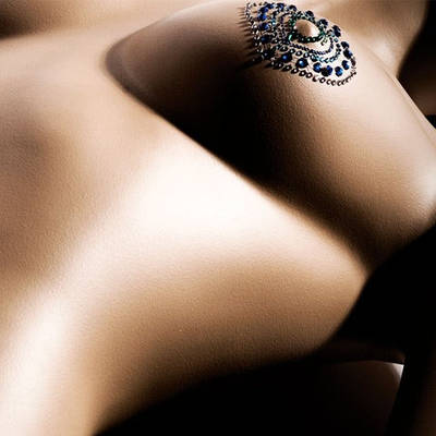 Прикраси для грудей та бікіні зі стразами Bijoux Indiscrets Flamboyant смарагдово-блакитний