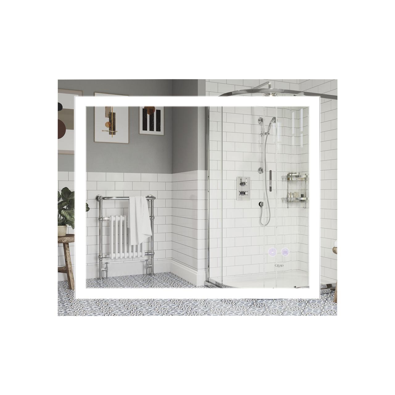 Дзеркало Qtap Mideya 800х700 з LED-підсвічуванням Touch, з антизапотіванням, з димером QT2078NCF8070W Techno-Torba Гарант Якості