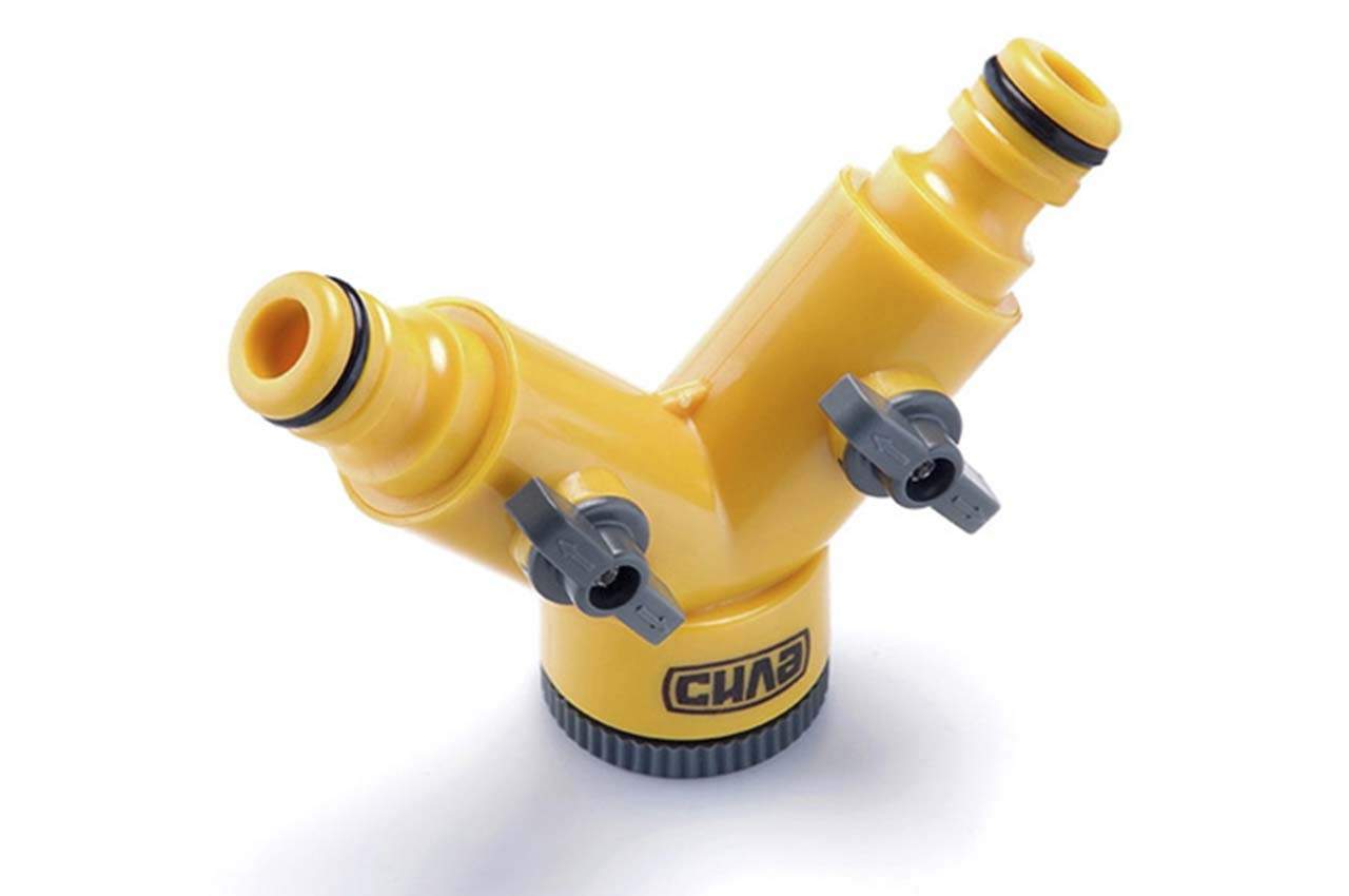 Розподільник 2-х канальний Сила з пластику, конектор 1/2" з внутрішньою різьбою 1/2" х 3/4"