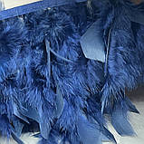 Перова тасьма з індичого пір'я, колір темно-синій, відрізок 25 см, Темно-синій, фото 2