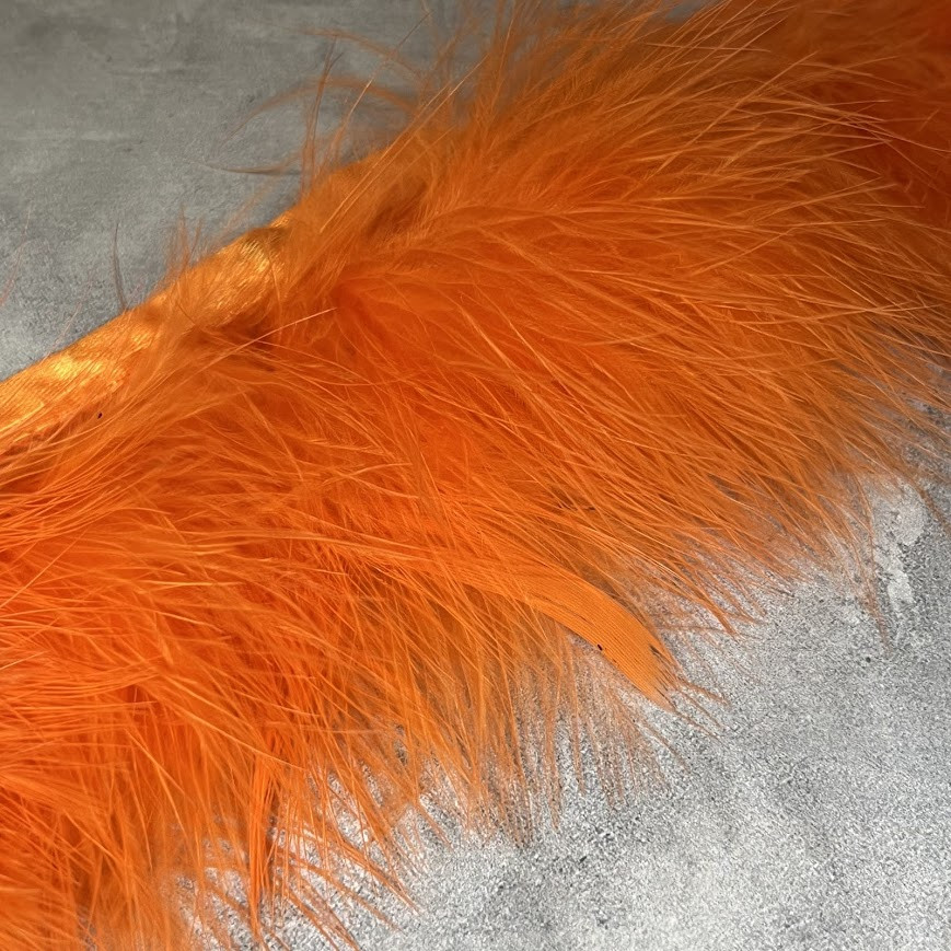 Перо на стрічці 6-8 см (індичка), колір помаранчевий, відрізок 25 см, Помаранчевий, фото 1
