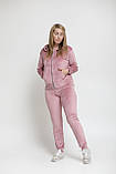Костюм худі + штани пудрового кольору на замку, фото 2