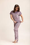 Велюровий комплект жіночий 3ка (футболка + штани + шорти), колір Ліловий, фото 5