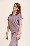 Велюровий комплект жіночий 3ка (футболка + штани + шорти), колір Ліловий, фото 6