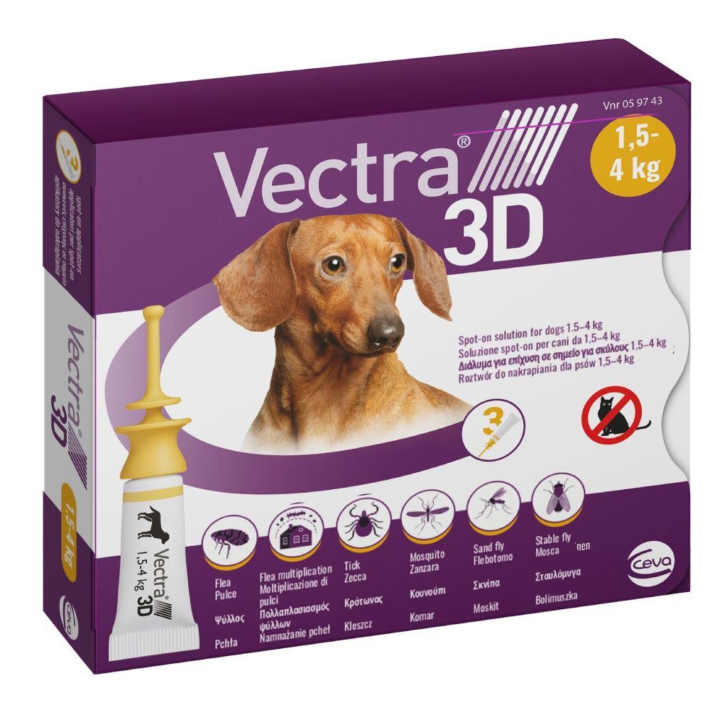 Краплі Ceva Vectra 3D від бліх і кліщів для собак вагою від 1.5 до 4 кг, 0.8 мл, 1 піпетка, фото 1