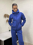 Теплий спортивний костюм з турецької тринитки на фліс замокі у синьому кольорі, фото 5