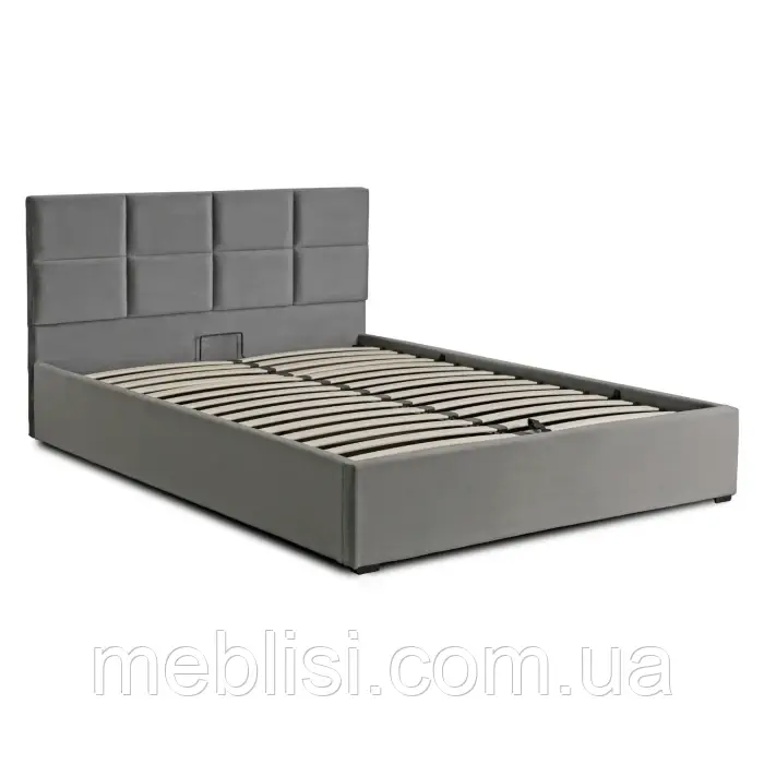 Ліжко сіре з нішею для білизни 160 MANDA велюр (160X200) (MEBEL ELITE) ME.MANDA/160/P/V/LOZZPOJ