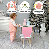 Білий прямокутний столик та стільчик дитячий рожевий ведмедик з білим сидінням 36805, фото 2