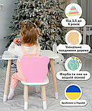 Білий прямокутний столик та стільчик дитячий рожевий ведмедик з білим сидінням 36805, фото 7