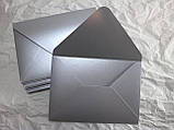 Подарунковий конверт для запрошень, сертифіката ручної роботи Срібний, фото 3