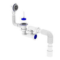 Сифон для ванни з ревізією, випуском та переливом Zerix