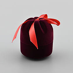 Футляр Класика для кільця сережок 47553 бордовий оксамит розмір 6х5 см