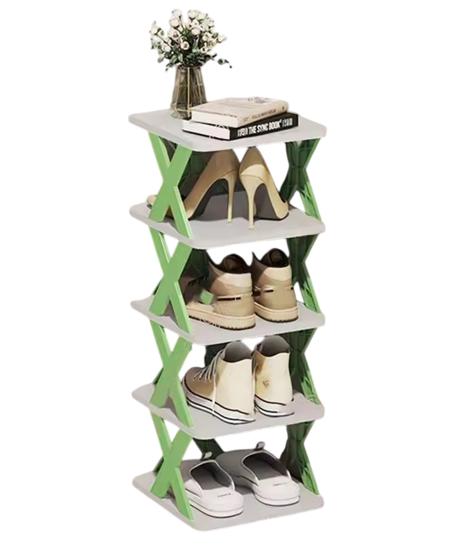 Підставка полиця для взуття пластикова універсальна на 4 секції 64*23*25см зелена