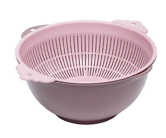 Миска + сито набір кухонний 24х12см рожева