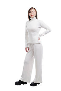 Костюм жіночій Ангора з гольфом та широкими штанами 104/205 Молочний