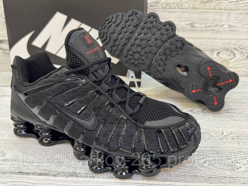 Мужские кроссовки Nike Shox TL Triple Black. Черные кроссовки Найк