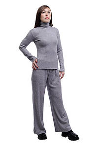 Костюм жіночій Ангора з гольфом та широкими штанами 104/205 меланж рубчик