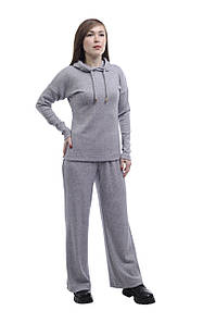 Костюм жіночій Ангора Кофта з каптюром та широкими штанами 106/205 меланж рубчик