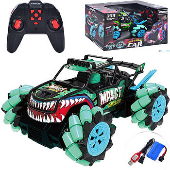 Машина-всюдихід на акумуляторі з пультом керування з приводом 4х4 на 360 градусів та роликовими колесами