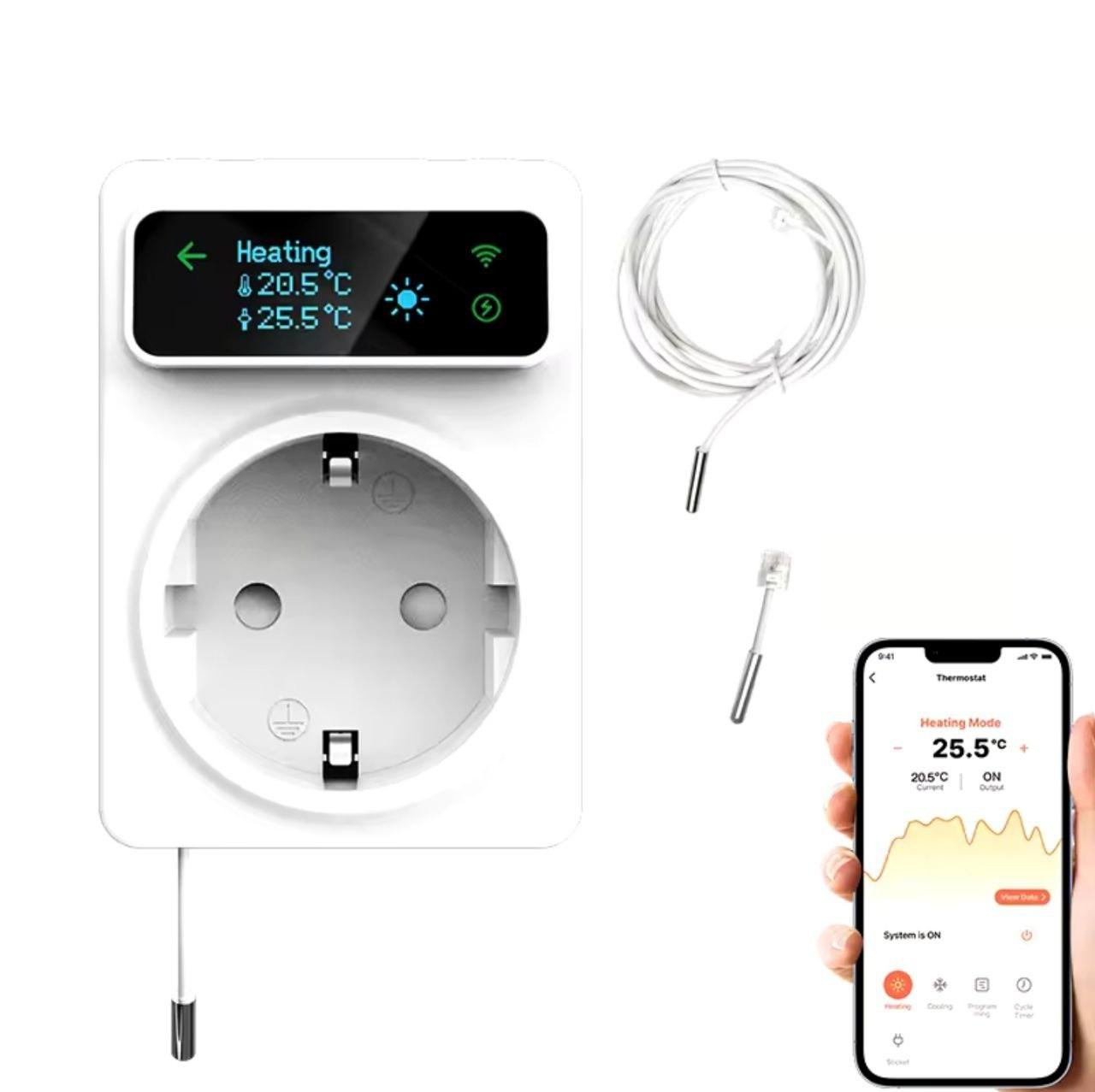 Розумний термостат з Wi-Fi розеткою 16 А EZAIOT TP6 для регулювання температури. Tuya, фото 1