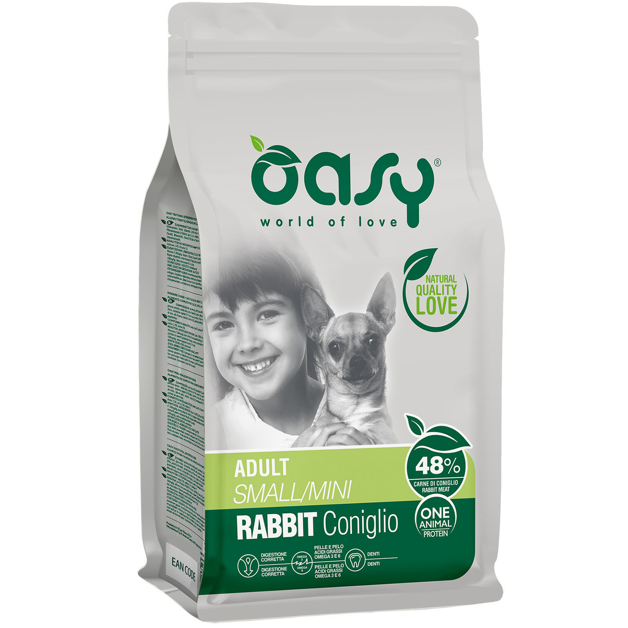 Акція 1+1 !Сухий корм для собак малих та мініатюрних порід Oasy One Animal Protein ADULT Small and Mini, кролик 800 гр