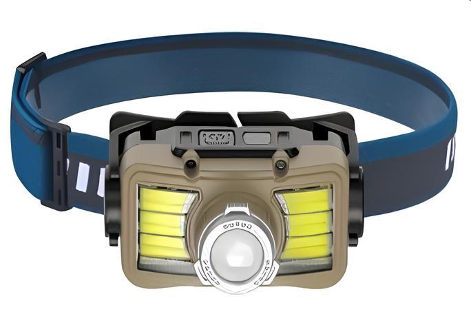 Ліхтар налобний Rablex RB955, жовтий+білий+червоний, T6+6*COB, Zoom, Sensor, акумулятор, Type-C (7_01504), фото 1