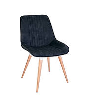 Стілець обідній Nicole wood бук 1.007 white LN тканина pl-12 синя (Новий Стиль ТМ)