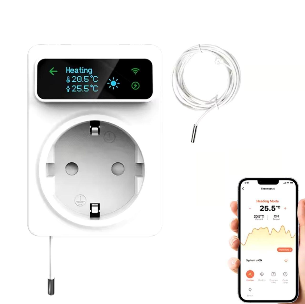 Розумний термостат з WIFI розеткою 16 А EZAIOT TP6 для регулювання температури. Tuya