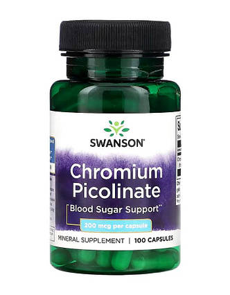 Мінерал Хром Піколінат Swanson Chromium Picolinate 200 мкг 100 капс США, фото 1