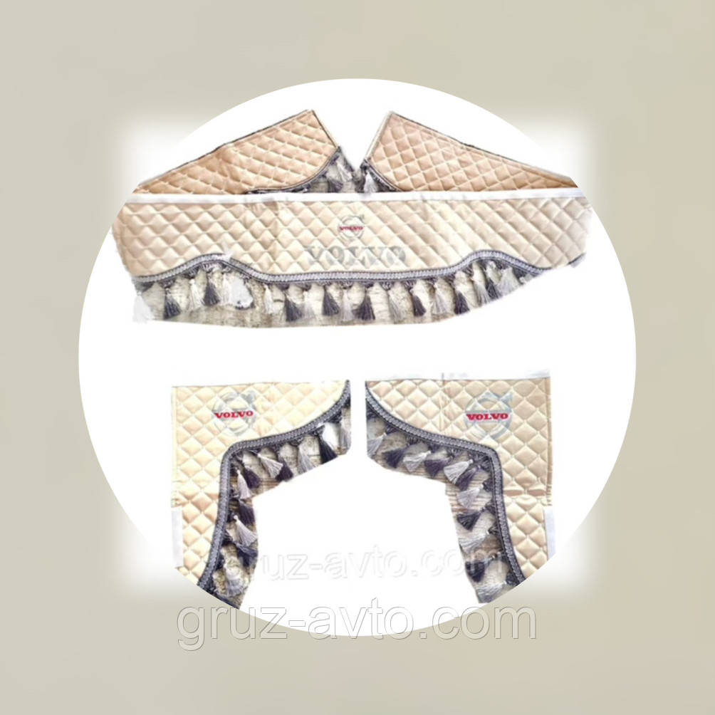 Штори преміум Вольво VOLVO лобове скло-1 та бічні-2 екокожа бежевий