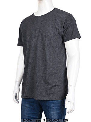 Футболка чоловіча однотонна батал grey оптом (4XL-6XL) Україна-131502, фото 1