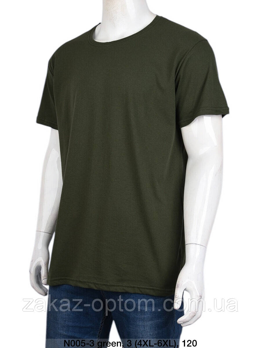 Футболка чоловіча однотонна батал колір хакі гуртом (4XL-6XL) Україна-131504