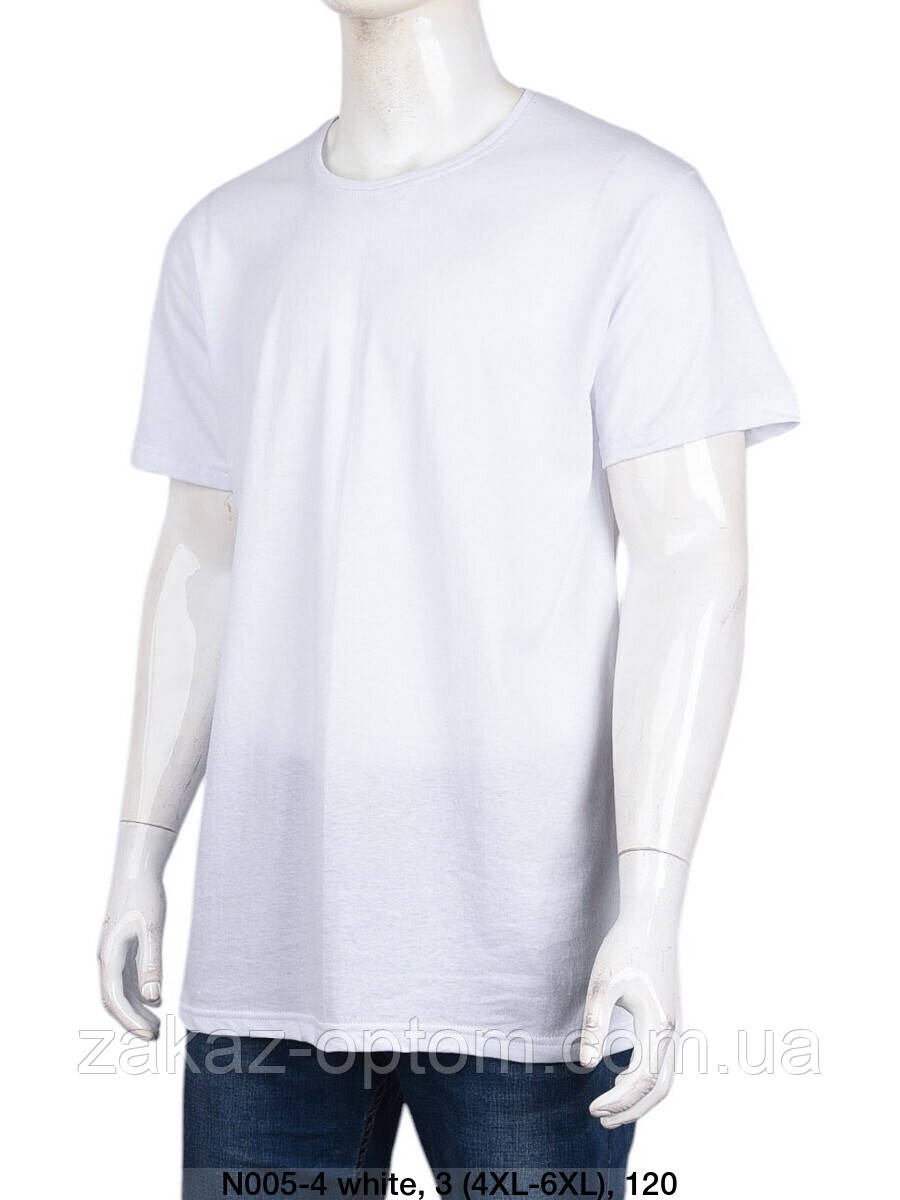 Футболка чоловіча однотонна батал white оптом (4XL-6XL) Україна-131505