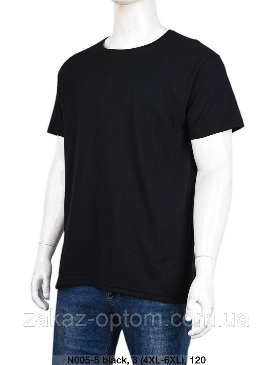 Футболка чоловіча однотонна батал black оптом (4XL-6XL) Україна-131506