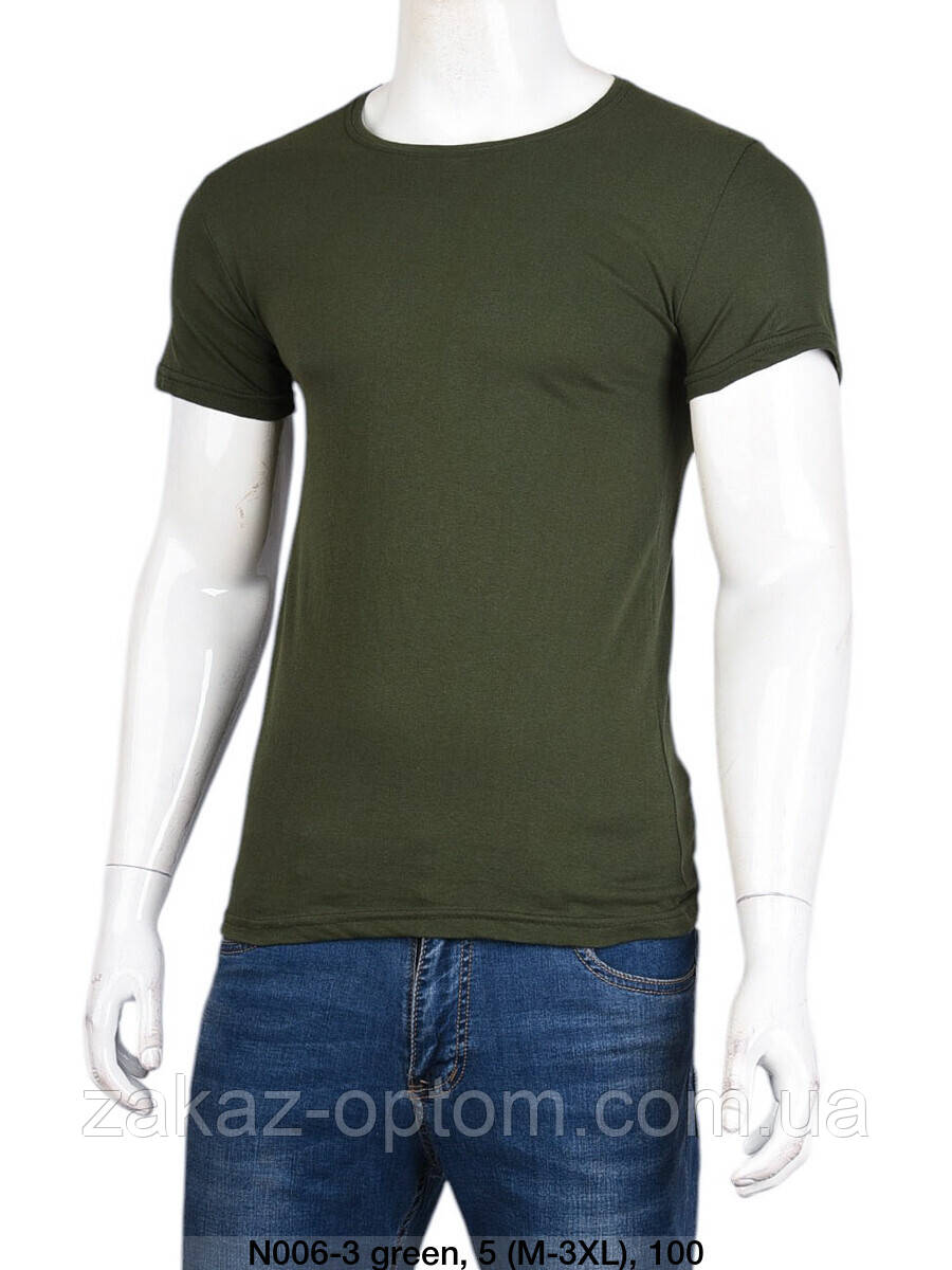 Футболка чоловіча однотонна green норма гуртом (M-3XL) Україна-131509