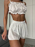 Жіноча домашня шовкова піжама з шортами та топом, фото 2