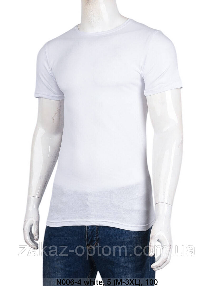 Футболка чоловіча однотонна white норма гуртом (M-3XL) Україна-131510