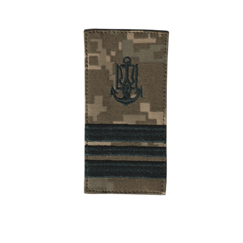 Погон капітан-лейтенант ВМС військовий / армійський шеврон ЗСУ, чорний колір на пікселі 10 см * 5 см, фото 1