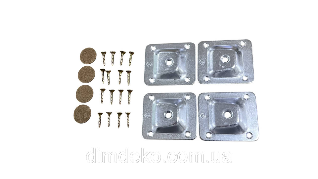 Комплект для кріплень меблевих дерев'яних ніжок під кутом, фото 1