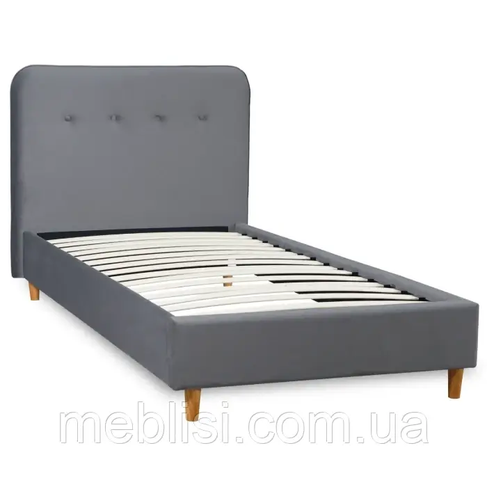 Ліжко Темно сіре односпальне DENNIS 90x200 см, велюр (MEBEL ELITE) ME.DENNIS/90/CP/V/LOZ, фото 1