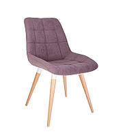 Стілець обідній Nicole wood бук 1.007 white SQR тканина soro-65 фіолетова (Новий Стиль ТМ)